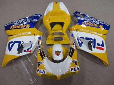 1993-2005 Gelb Weiß Fila Ducati 748 Motorrad Verkleidung