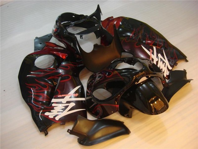 1996-2007 Schwarz rote Flamme GSXR 1300 Hayabusa Motorrad Verkleidungen