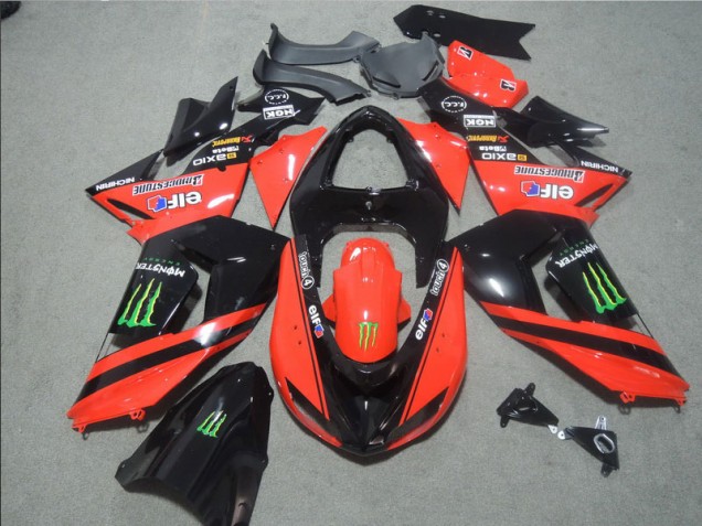 2006-2007 Schwarz Rote Touch4 Monster ZX10R Motorrad Verkleidung