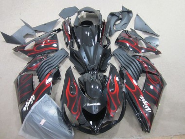 2006-2011 Schwarz rote Flamme Ninja ZX14R ZZR1400 Motorrad Verkleidung