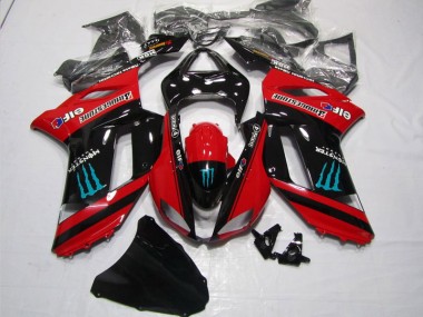 2007-2008 Rot Schwarz Monster ZX6R Motorrad Verkleidung