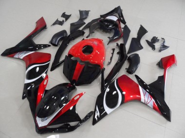 2007-2008 Schwarz rot glänzend YZF R1 Motorrad Verkleidung