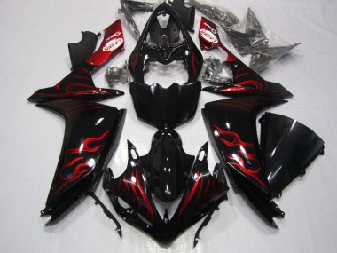 2007-2008 Schwarz rote Flamme YZF R1 Motorrad Verkleidung