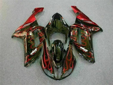 2007-2008 Schwarz rote Flamme ZX6R Motorrad Verkleidung