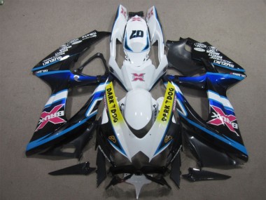 2008-2010 Weiß Dunkel Hund 07 GSXR 600 Motorrad Verkleidung
