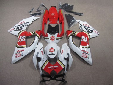 2008-2010 Weiß Lucky Strike Rot Motul GSXR 600 Motorrad Verkleidung