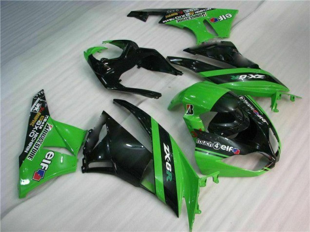 2009-2012 Schwarz Grün ZX6R Motorrad Verkleidung Komplett Sets