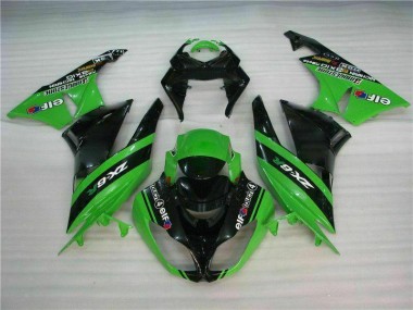 2009-2012 Schwarz Grün ZX6R Motorrad Verkleidung Komplett Sets