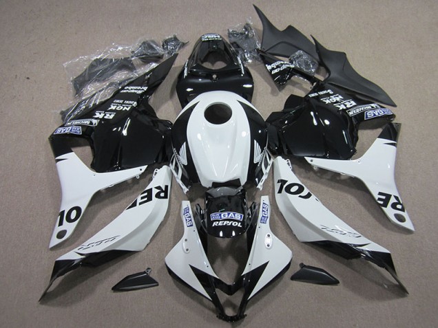 2009-2012 Schwarz Weiß Repsol CBR600RR Motorrad Verkleidung