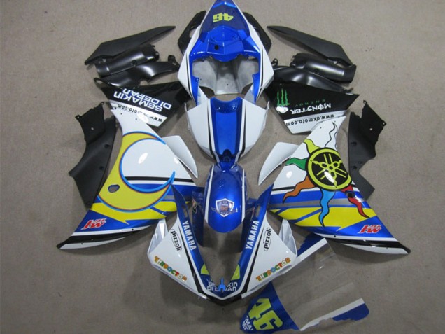 2012-2014 Blau Weiß Gelb 46 YZF R1 Motorrad Verkleidung