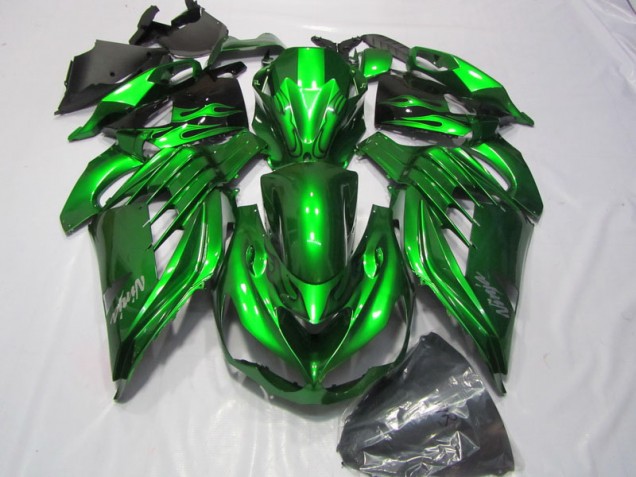 2012-2021 Grün weißer Ninja Aufkleber ZX14R ZZR1400 Motorrad Verkleidung